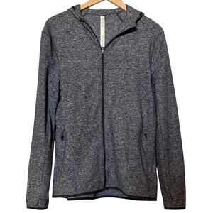 Lululemon Mens Full Zip Hoodie Surge Warm Grey Stretch Long Sleeve Size Medium